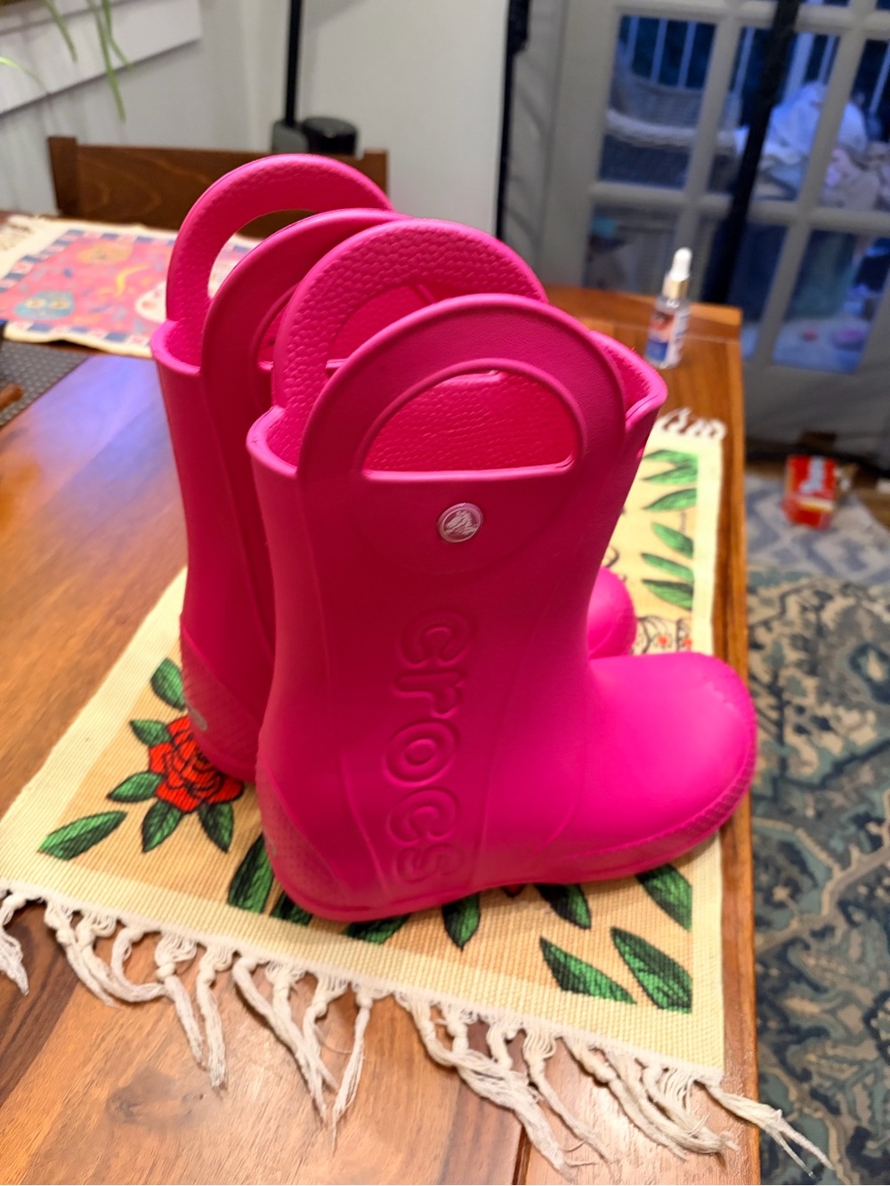 CROCS Bright Pink Kids Rain Boots